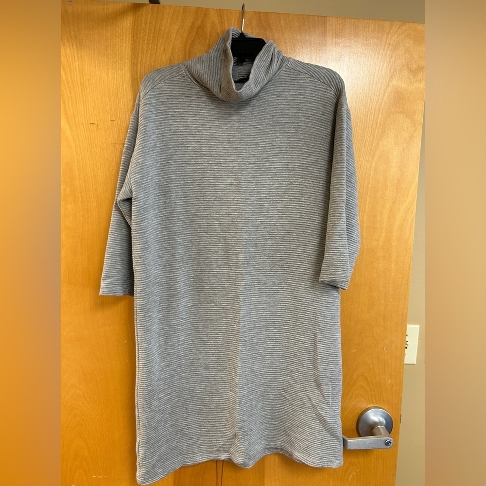 Loft Gray Striped Turtleneck Dress - Size Small